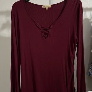 Burgundy long sleeve Shirt